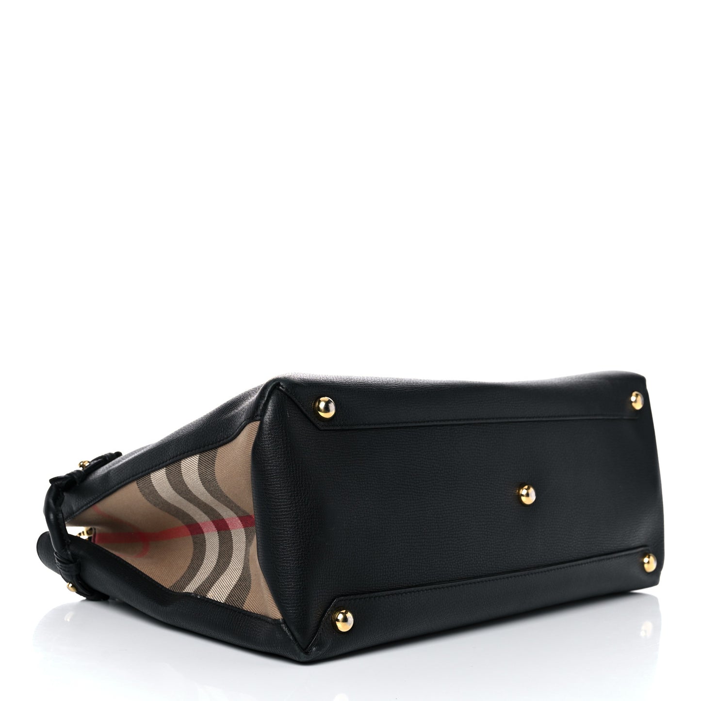 Grainy Calfskin House Check Large Banner Tote Black