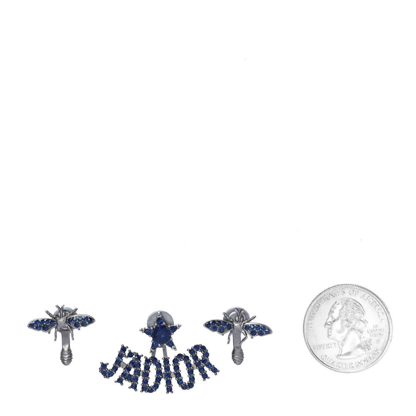 Palladium Crystal J'adior Earrings Blue