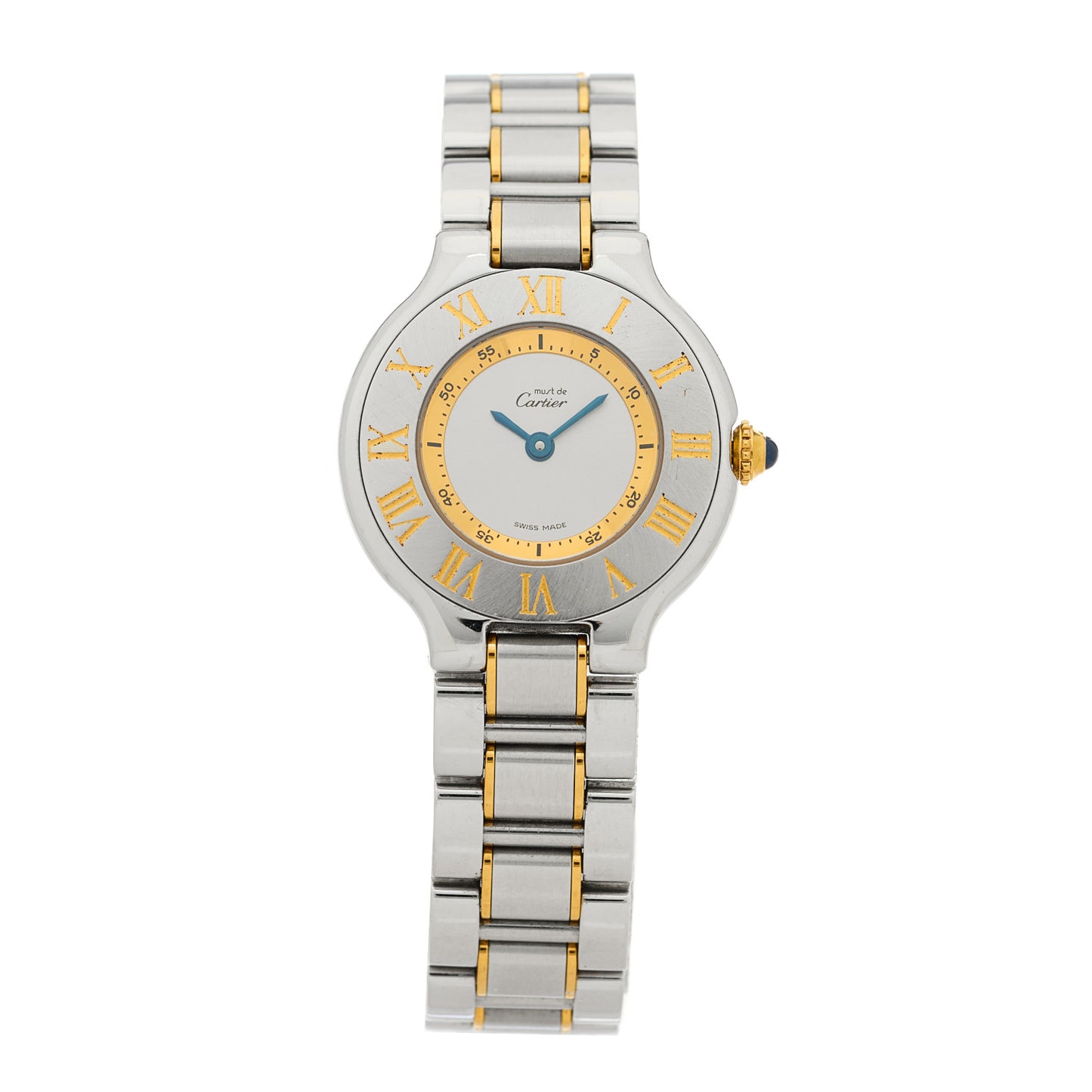 Stainless Steel 18K Yellow Gold 28mm Must de 21 Quartz Watch