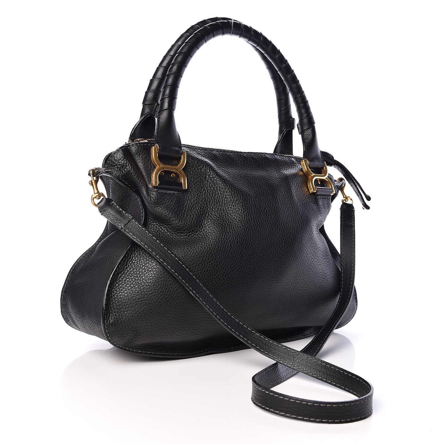 Calfskin Medium Marcie Satchel Black