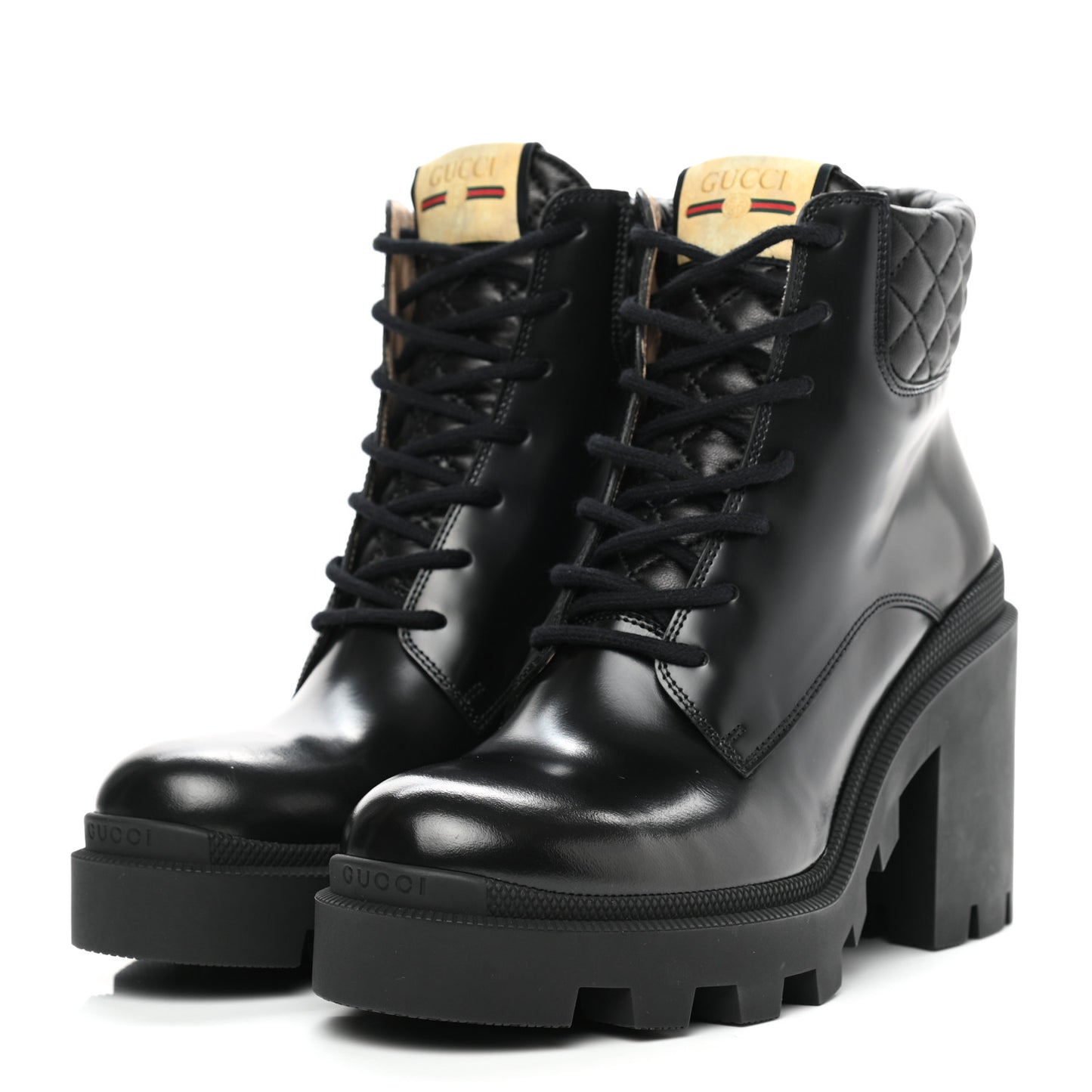 Magnum Calfskin Nappa Quilted Lace Up Ankle Boots 40 Black