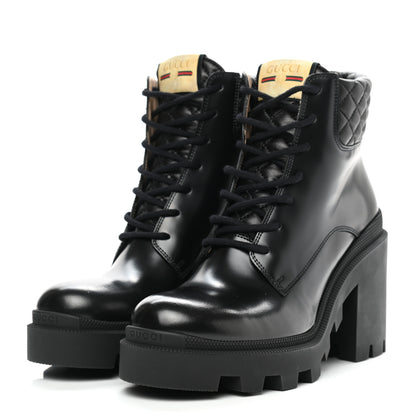 Gucci Magnum Calfskin Nappa Quilted Lace Up Ankle Boots 40 Black 3 of 9