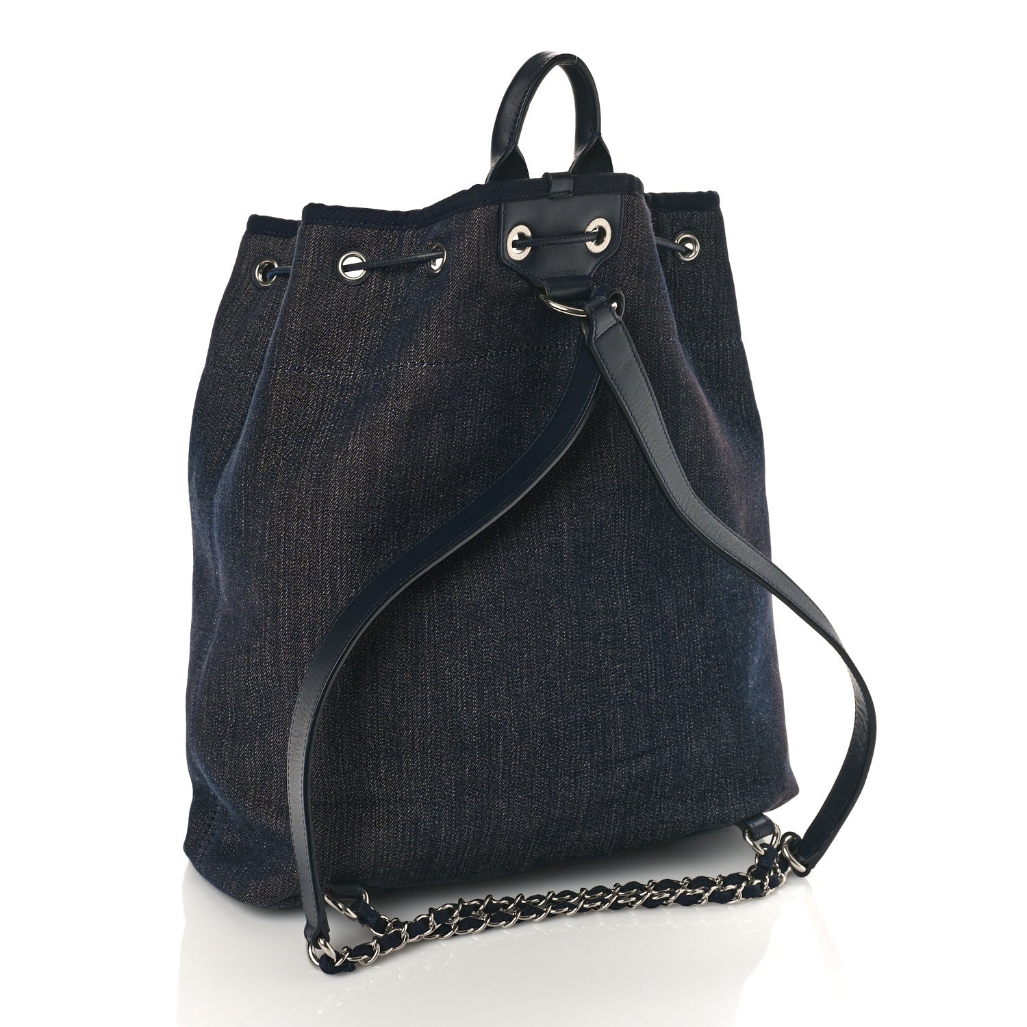 Chanel Canvas Large Deauville Backpack Denim Blue 3 of 9