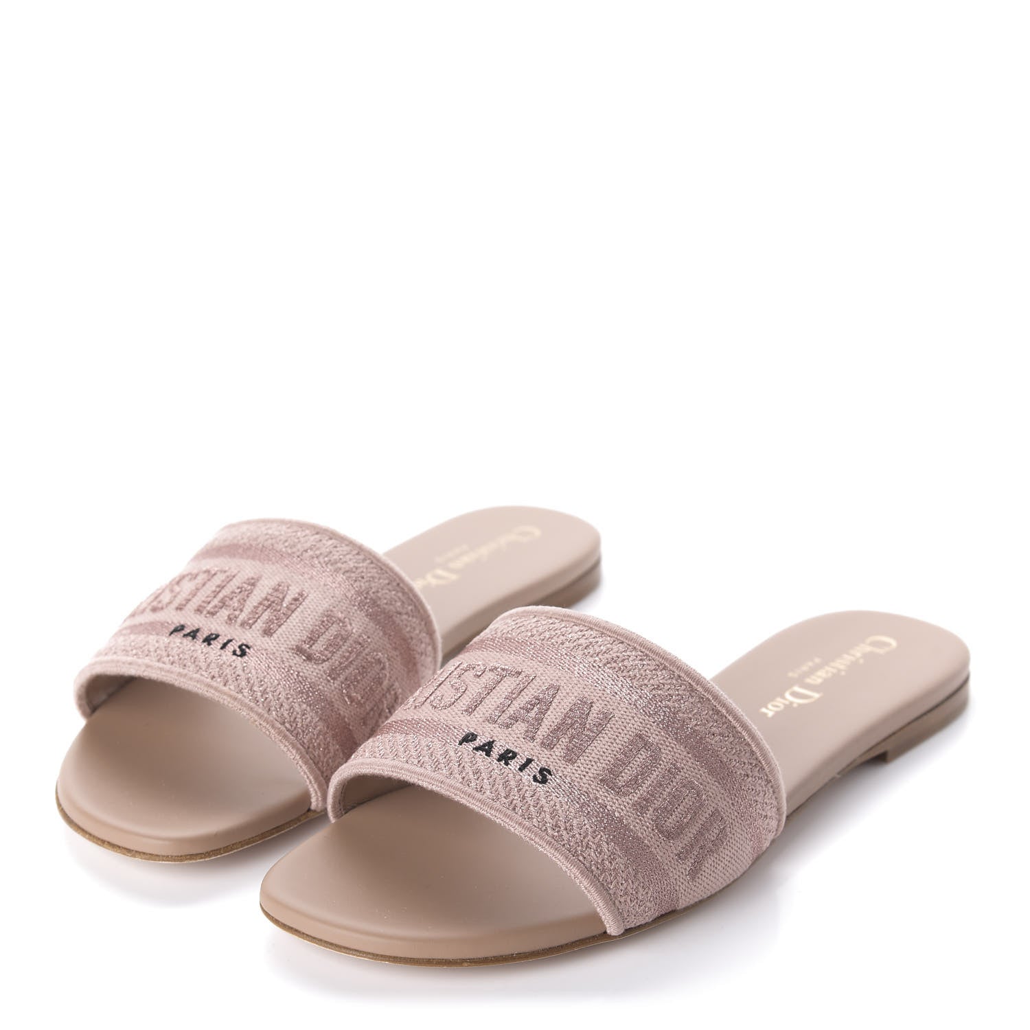 Christian Dior Cotton Embroidered Dway Mules Slide Sandals 37 Rose Des Vents 3 of 9