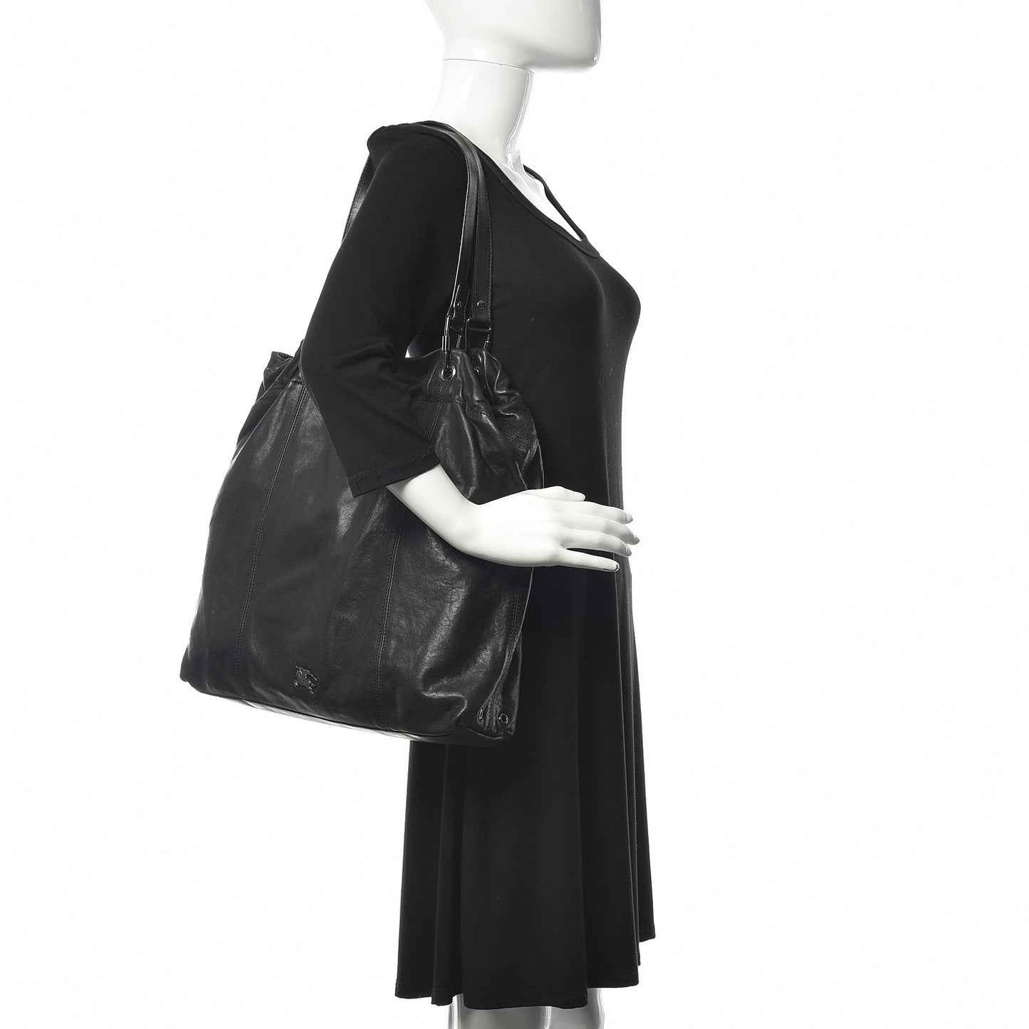 Calfskin Cinch Cord Shoulder Bag Black