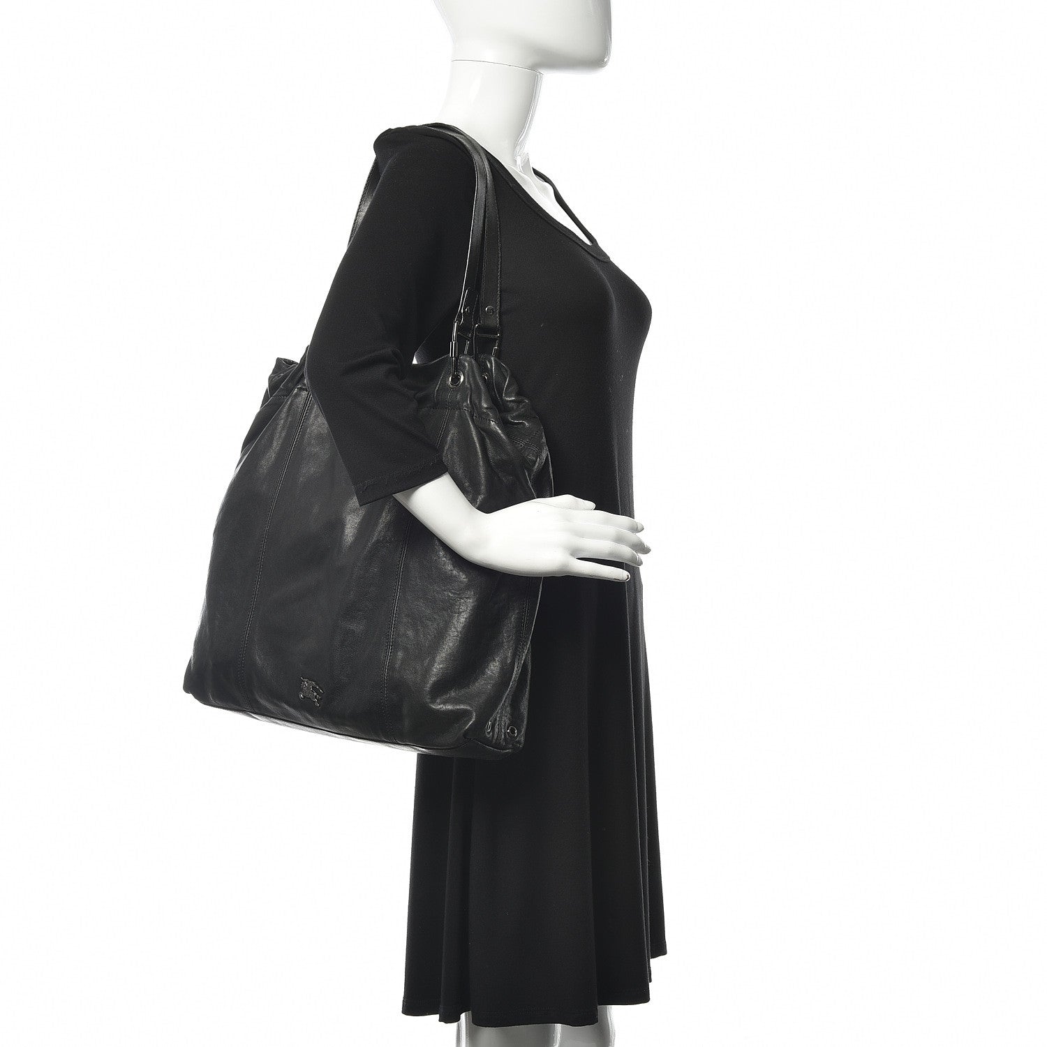 Burberry Calfskin Cinch Cord Shoulder Bag Black 2 of 9