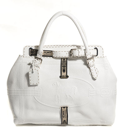 Fendi Calfskin Romano Selleria Large Villa Borghese Tote Bianco 1 of 9