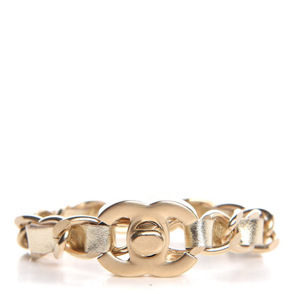 Chanel Metallic Lambskin CC Turnlock Double Chain Bracelet S Light Gold 1 of 7