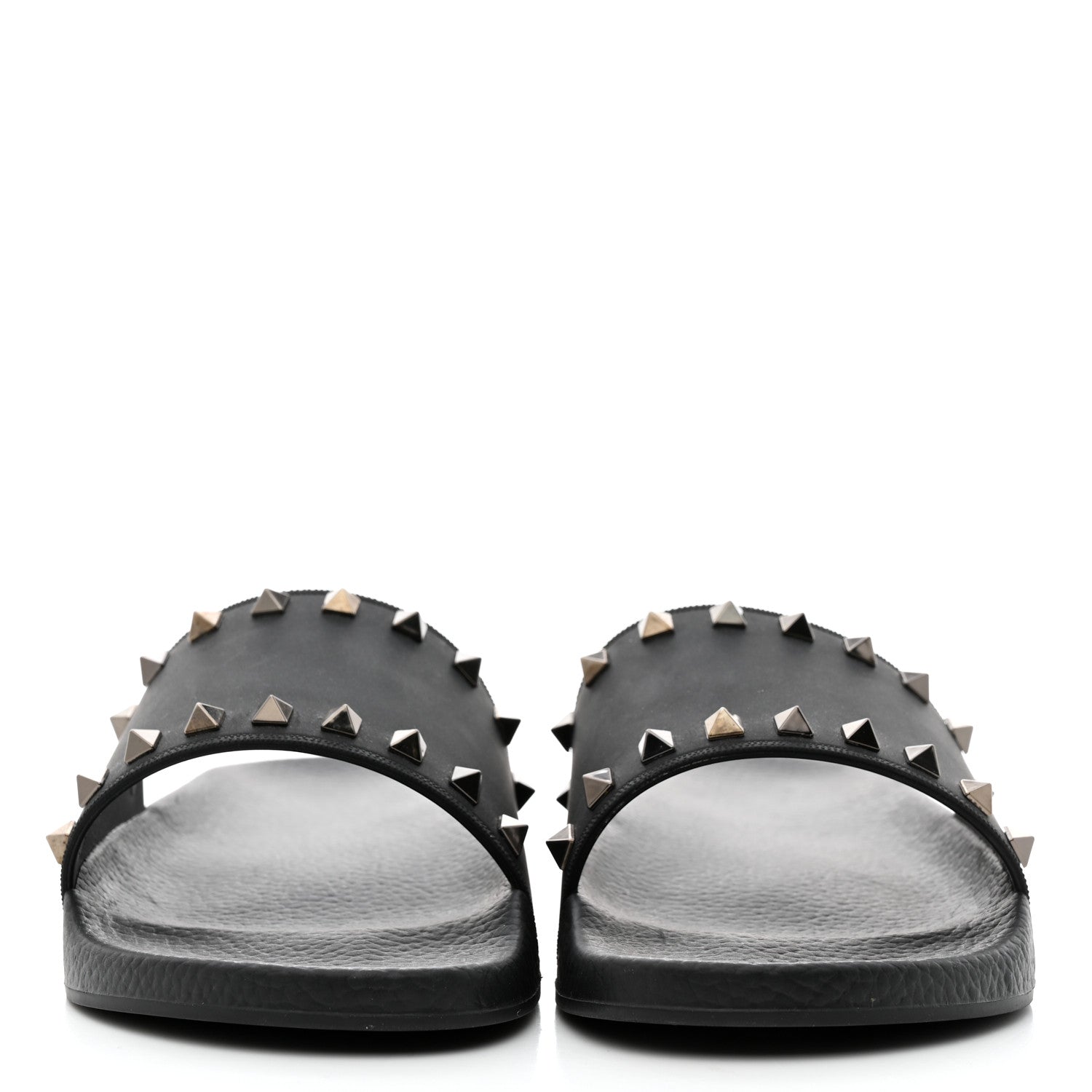 Valentino Garavani Rubber Rockstud Slide Sandals 41 Black 2 of 7