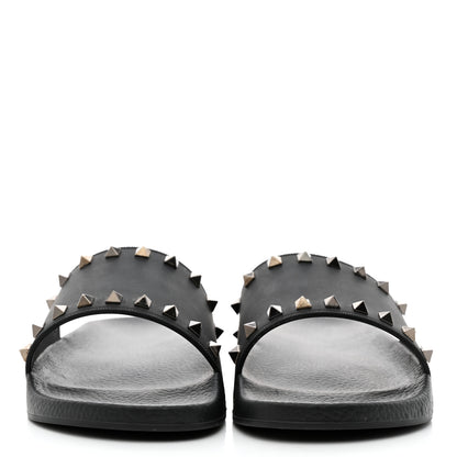 Valentino Garavani Rubber Rockstud Slide Sandals 41 Black 2 of 7