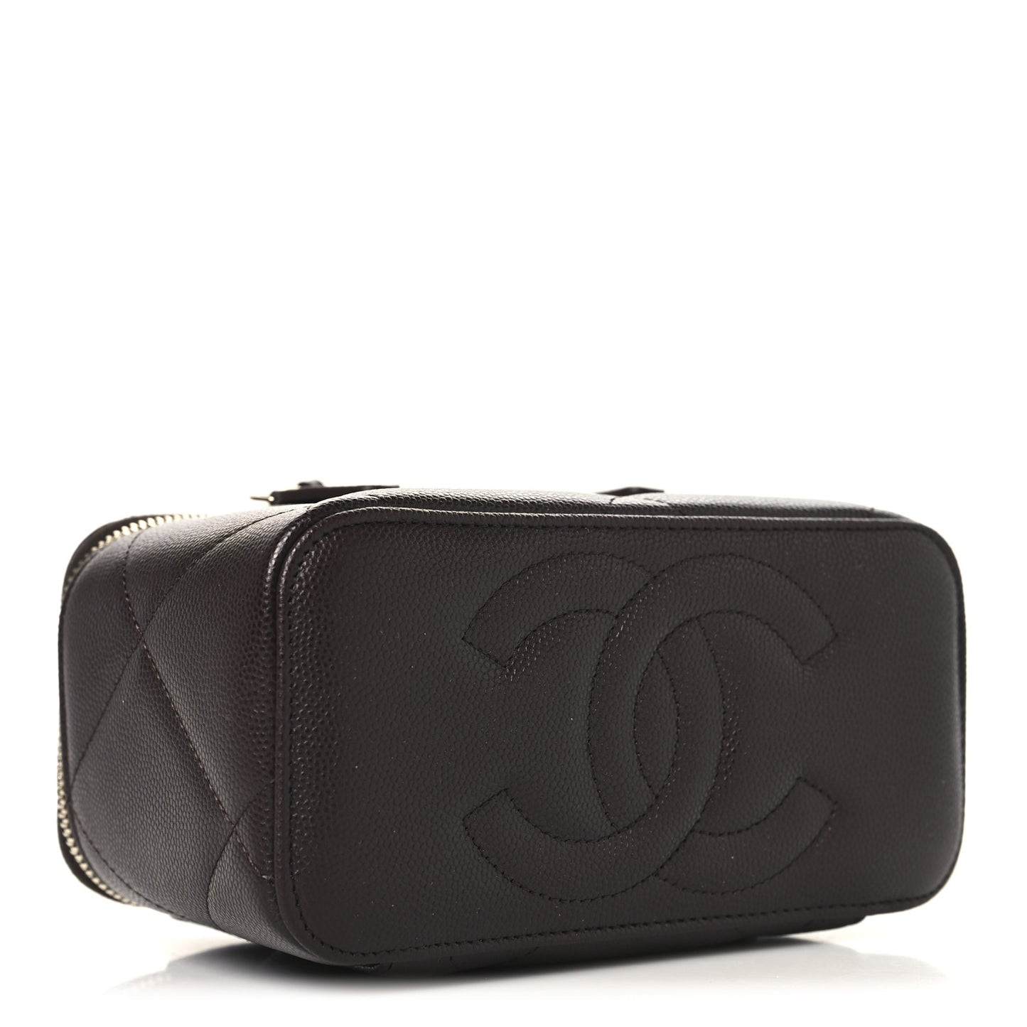Caviar Quilted Top Handle Long Vanity Dark Brown