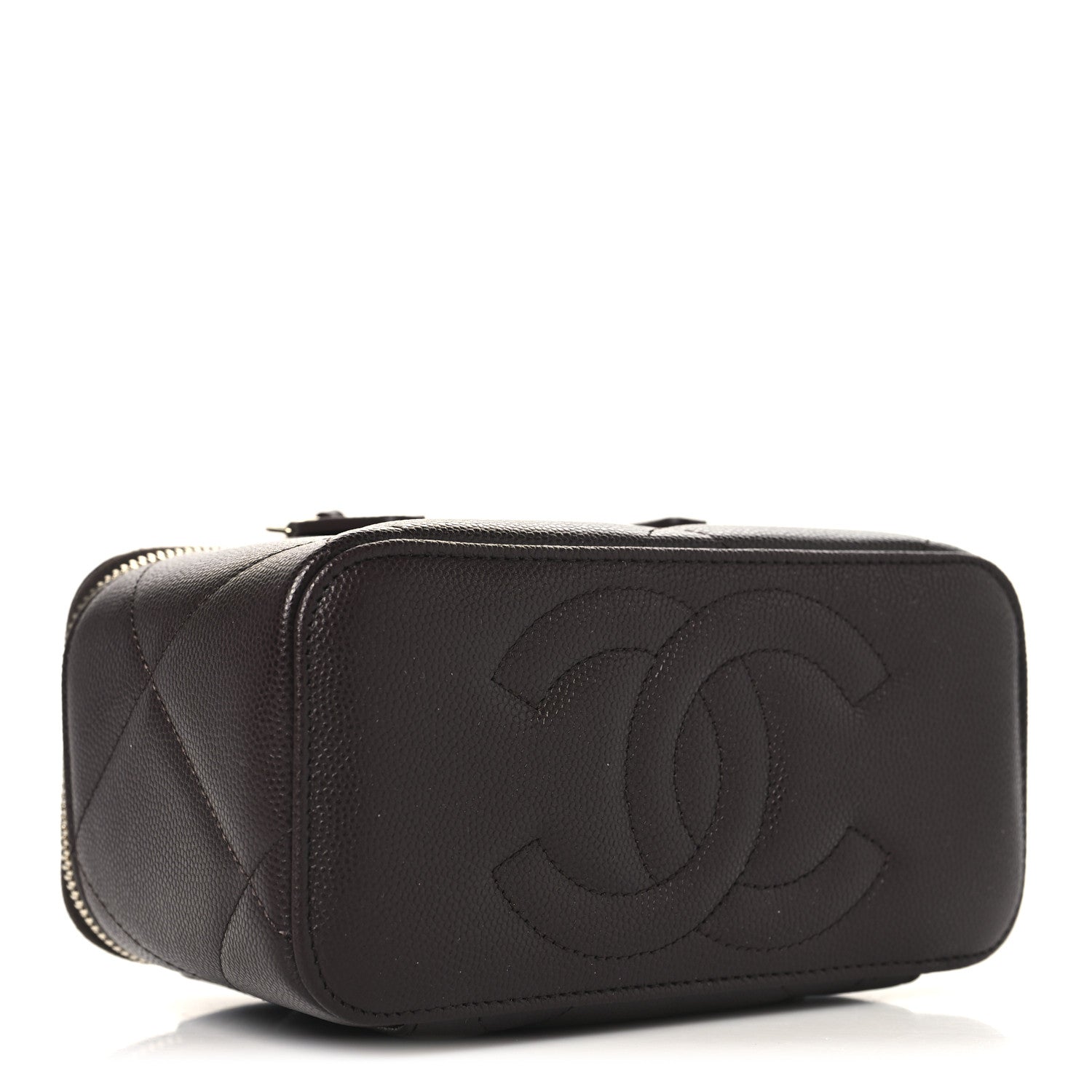 Chanel Caviar Quilted Top Handle Long Vanity Dark Brown 4 of 12