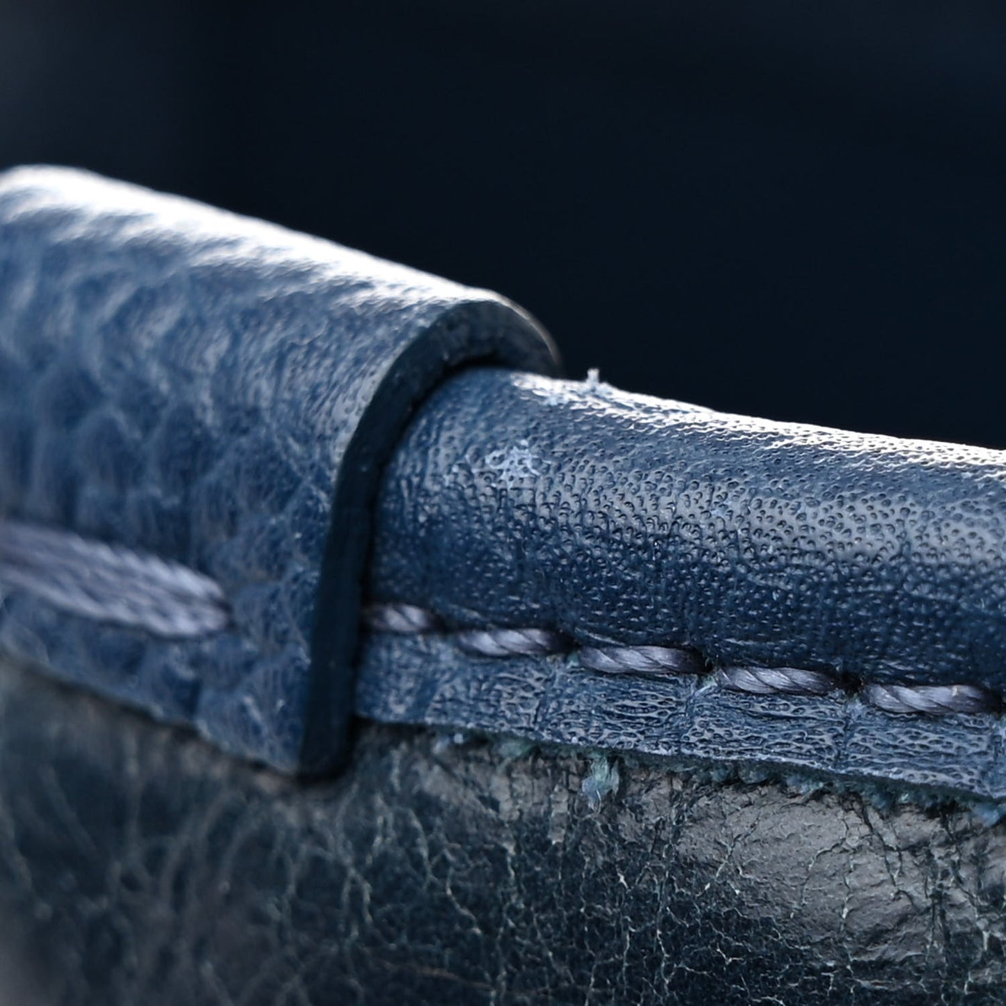 Glazed Calfskin Large Deauville Tote Blue