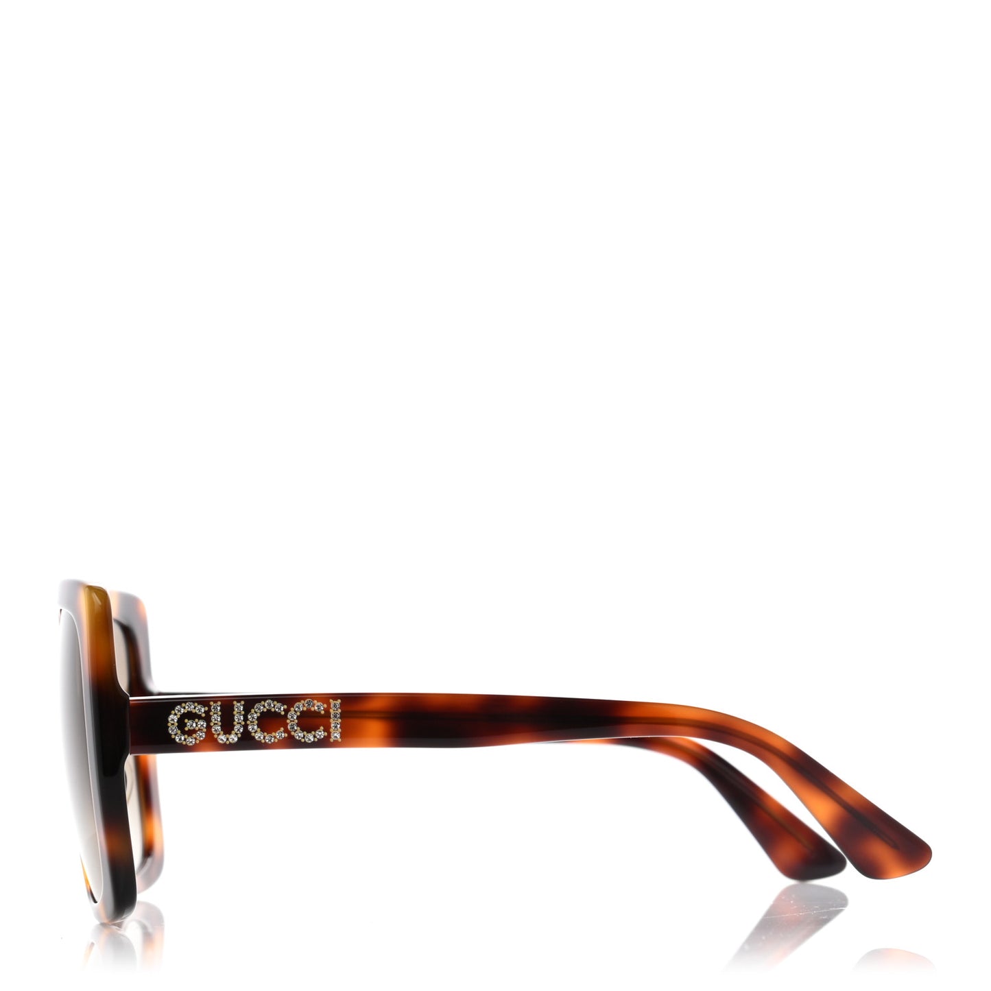 Acetate Square Frame Crystal Sunglasses GG 0418S Tortoiseshell
