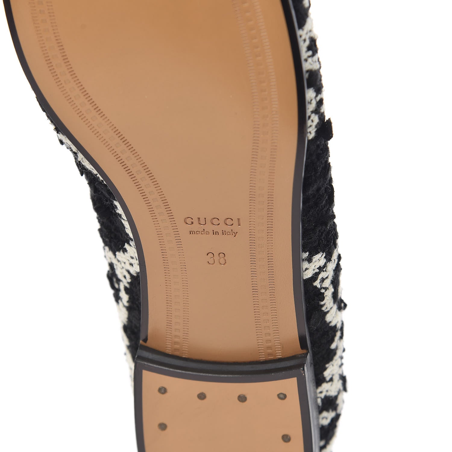 Gucci Tweed GG Monogram Horsebit Womens Jordaan Loafers 38 Black Natural 6 of 9