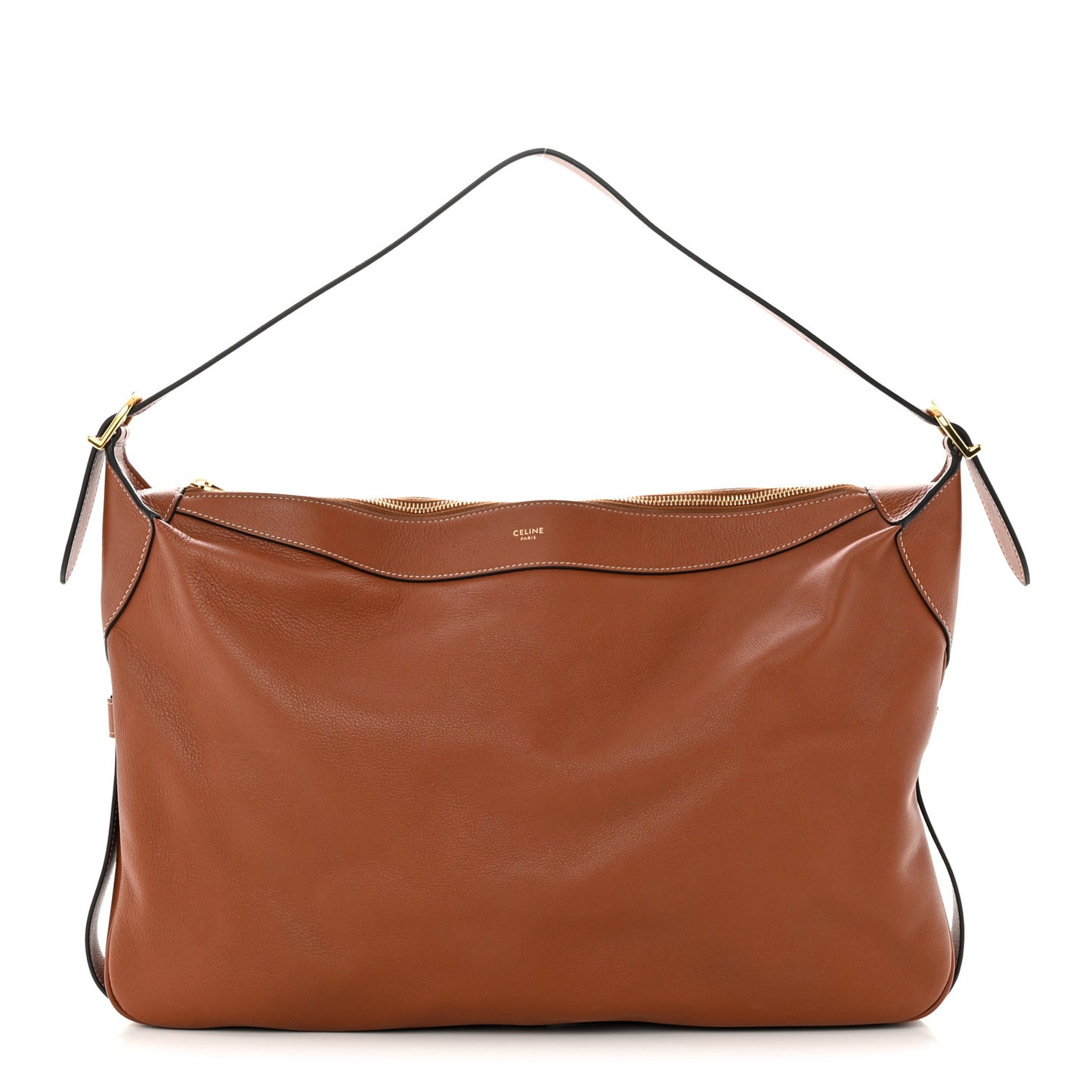 Supple Calfskin Large Romy Shoulder Bag Tan