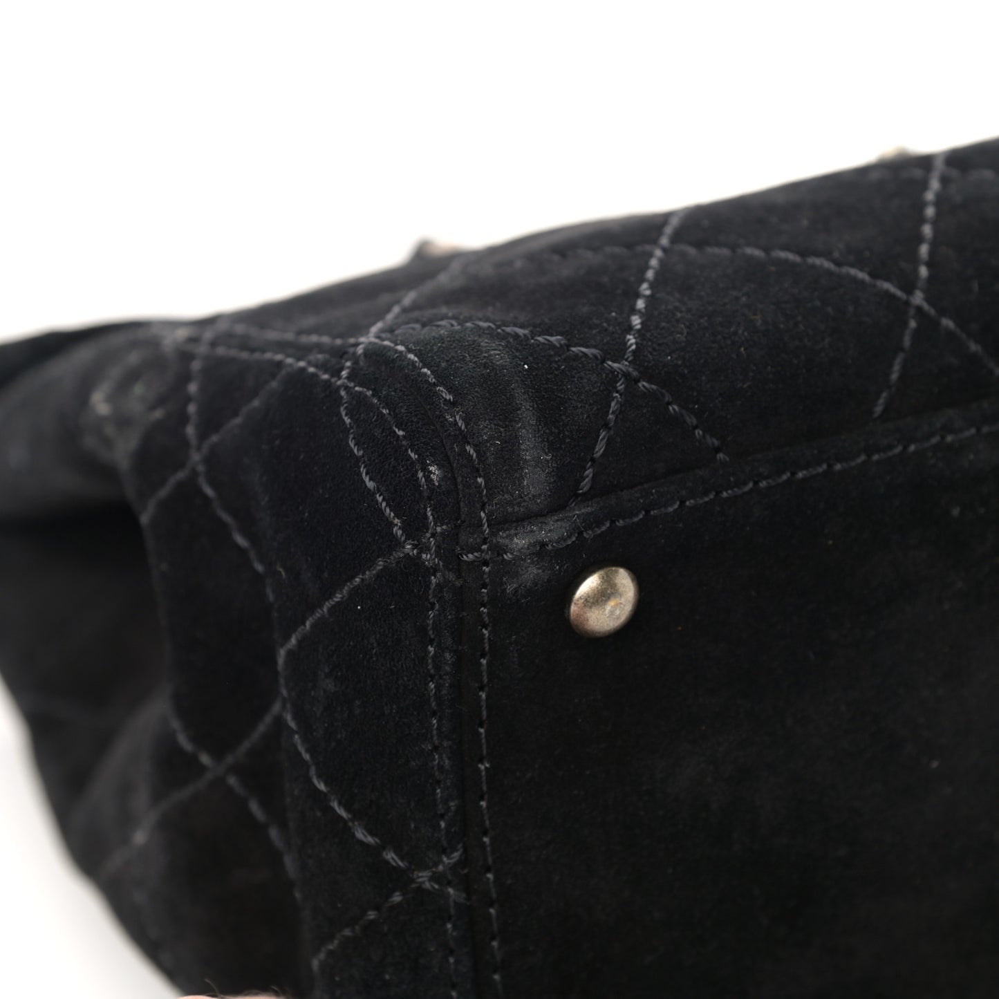 Suede Stitched Single Flap Black