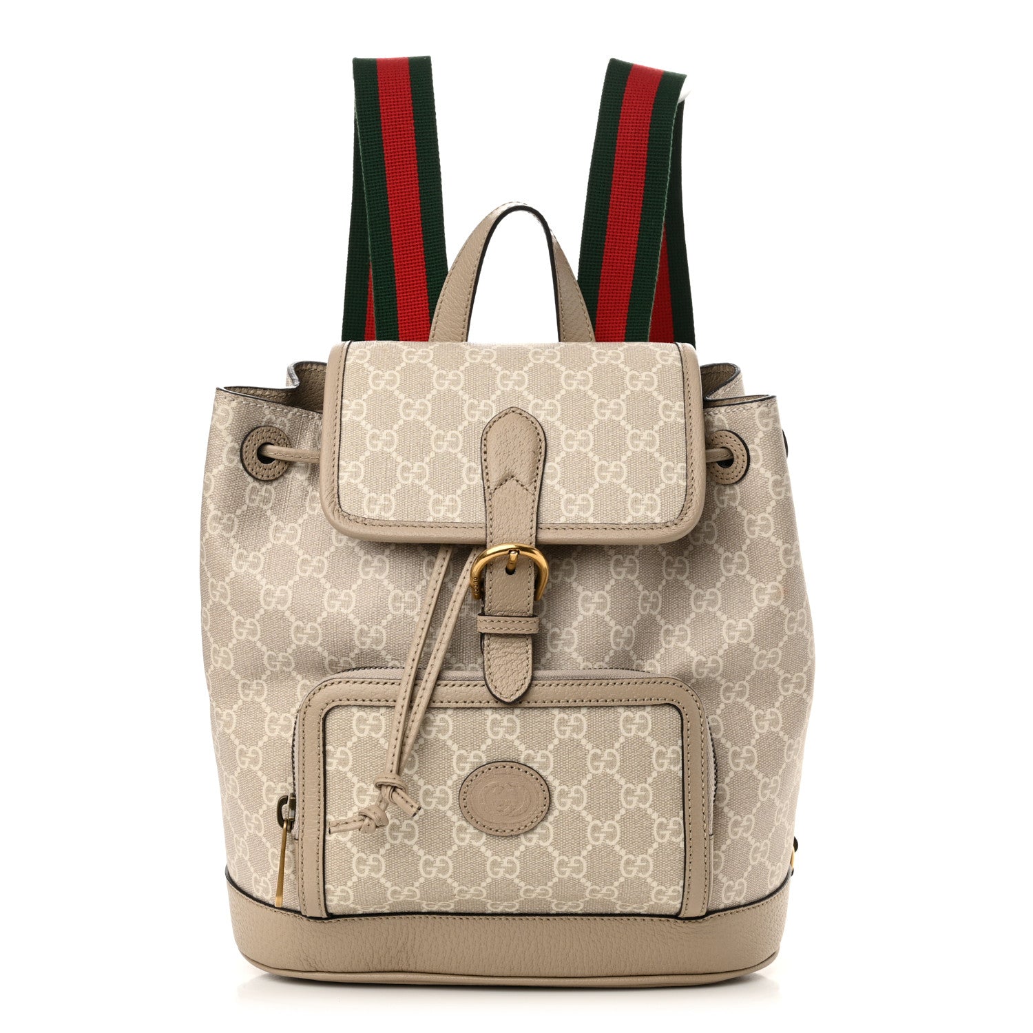 Gucci GG Supreme Monogram Azalea Calfskin Retro Interlocking G Buckle Backpack Beige Mystic White 1 of 12