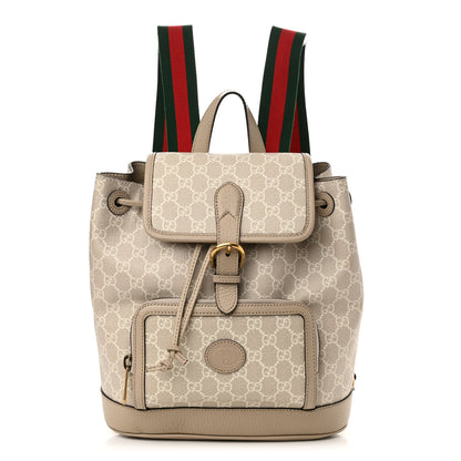 Gucci GG Supreme Monogram Azalea Calfskin Retro Interlocking G Buckle Backpack Beige Mystic White 1 of 12