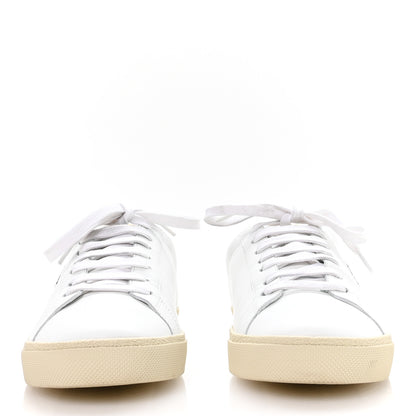 Saint Laurent Calfskin Embroidered Court Classic Sneakers 40 White Black 3 of 8