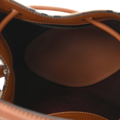 Burberry E-Canvas Vintage Check Small Drawstring Bucket Bag Briar Brown 5 of 9