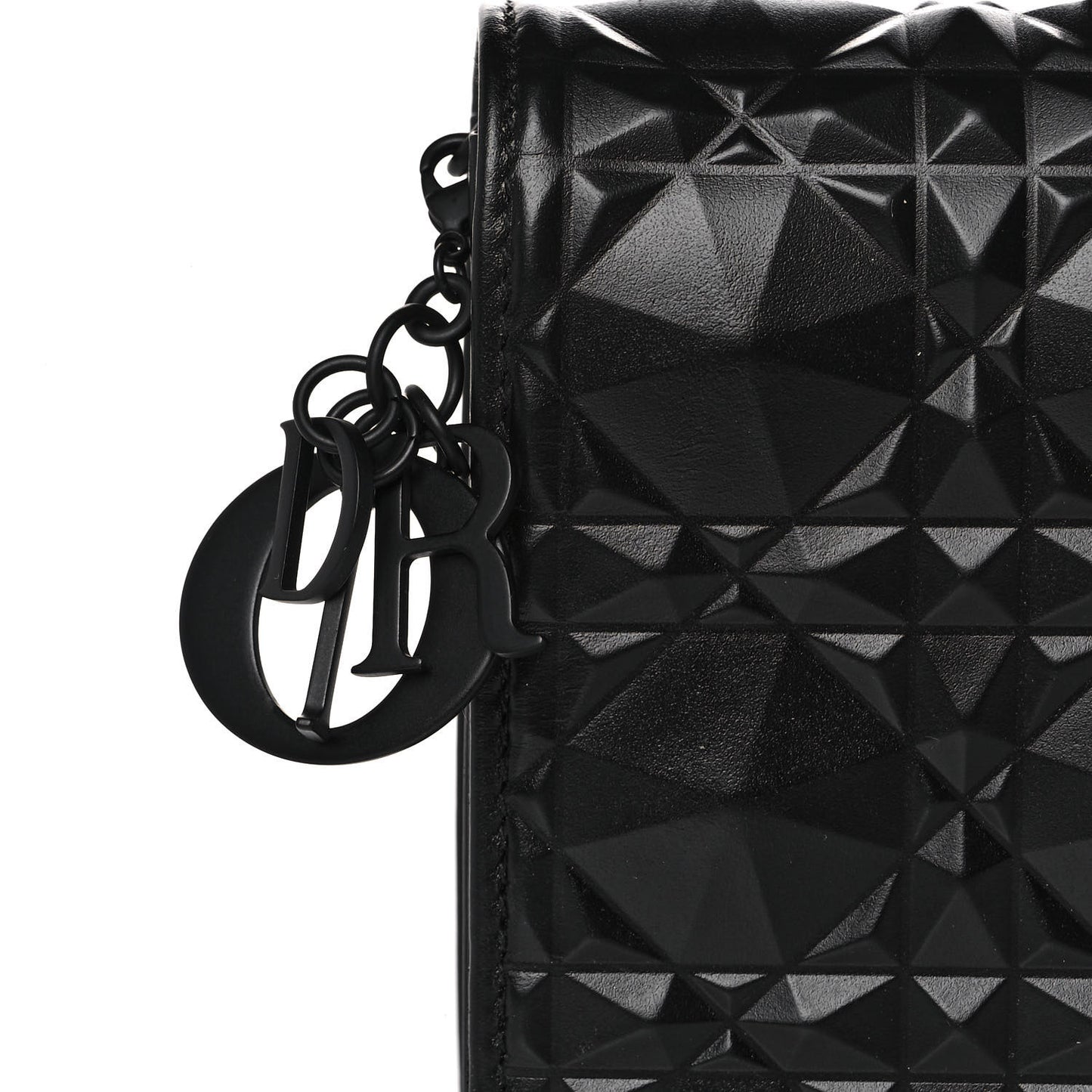 Calfskin Cannage Diamond Lady Dior Chain Wallet Black