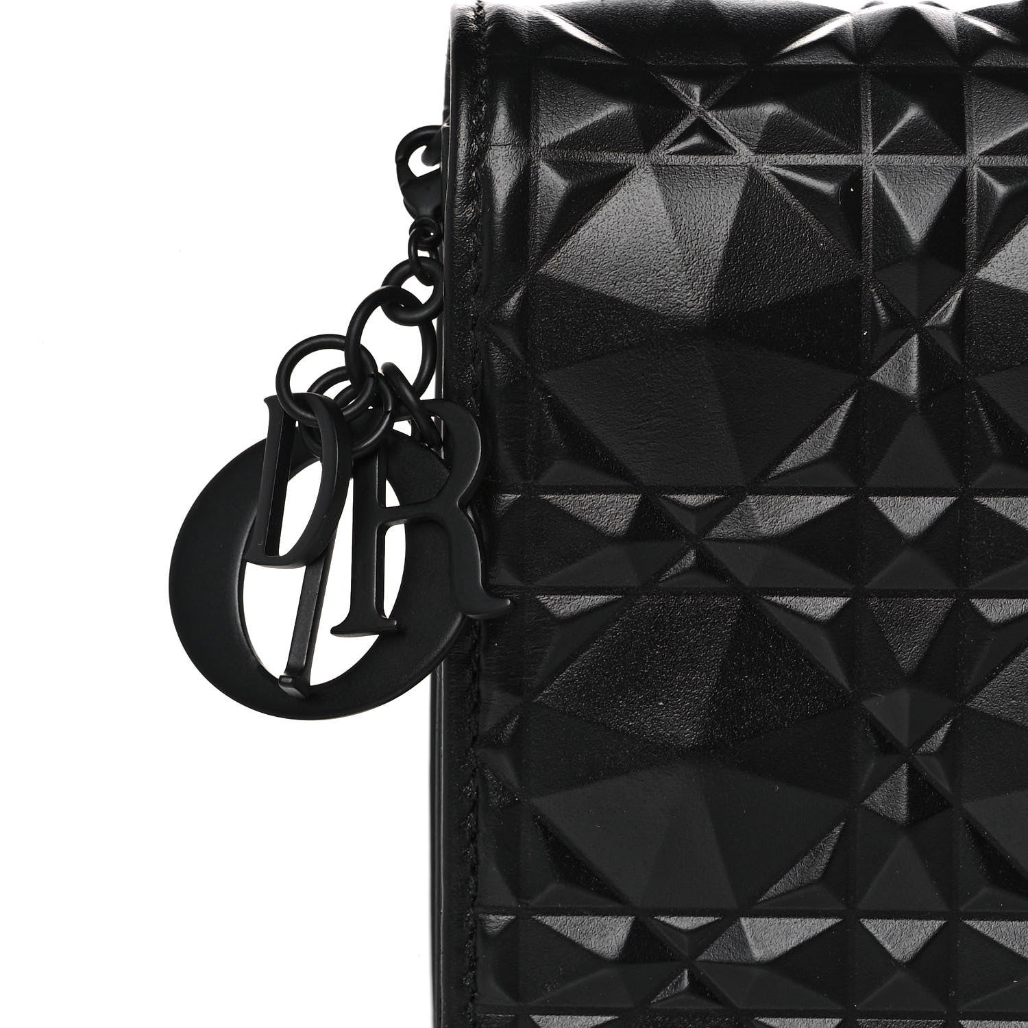 Christian Dior Calfskin Cannage Diamond Lady Dior Chain Wallet Black 8 of 10