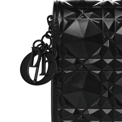 Christian Dior Calfskin Cannage Diamond Lady Dior Chain Wallet Black 8 of 10