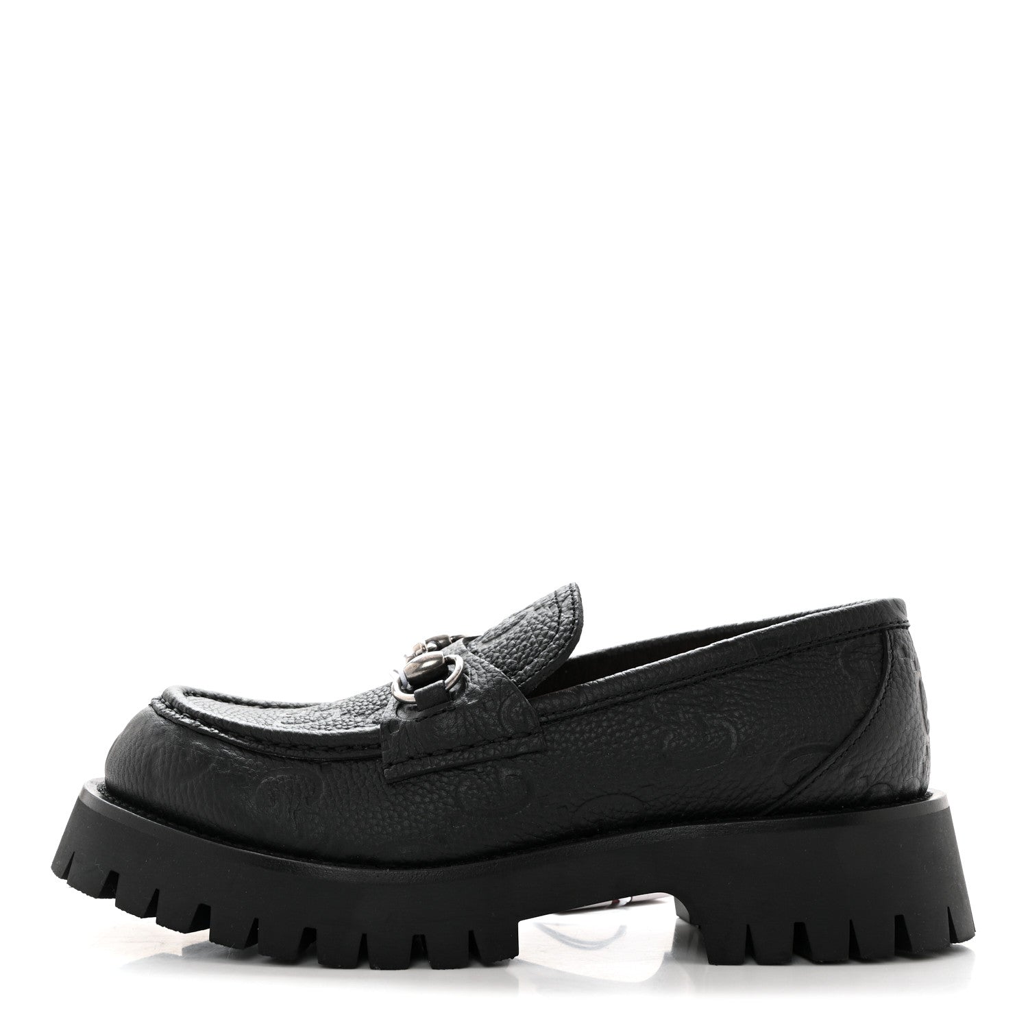 Gucci Magnum Calfskin Nappa Samoa Womens Horsebit Platform Chunky Lug Sole 40mm Loafers 38 Black 1 of 9