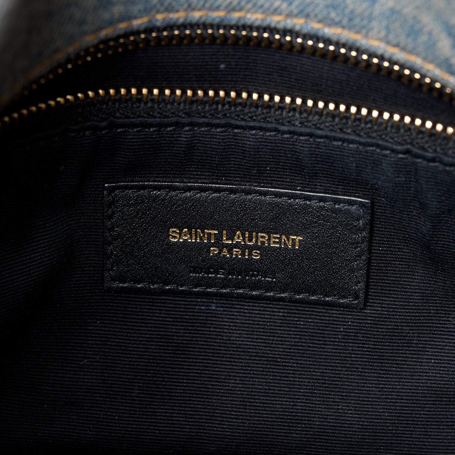 Saint Laurent Denim Quilted Toy Loulou Puffer Monogram Chain Satchel Blue Black 6 of 10