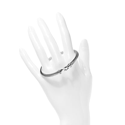 David Yurman Sterling Silver Diamond 5mm Cable Buckle Bracelet 2 of 4