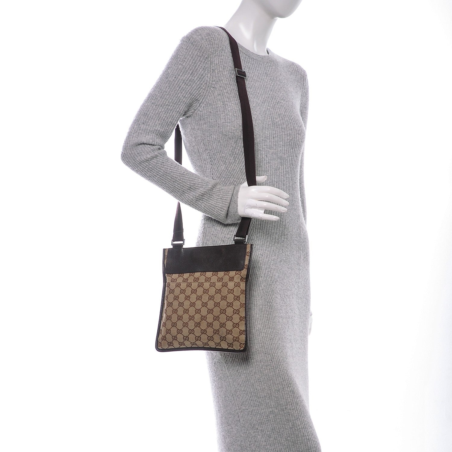 Gucci Monogram Messenger Crossbody Bag Dark Brown 2 of 6