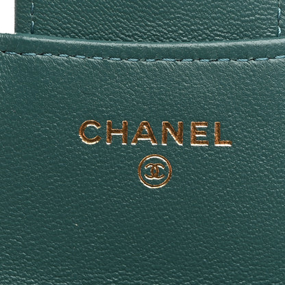 Chanel Lambskin Quilted Top Handle Flap Coin Purse With Chain Green 6 of 11