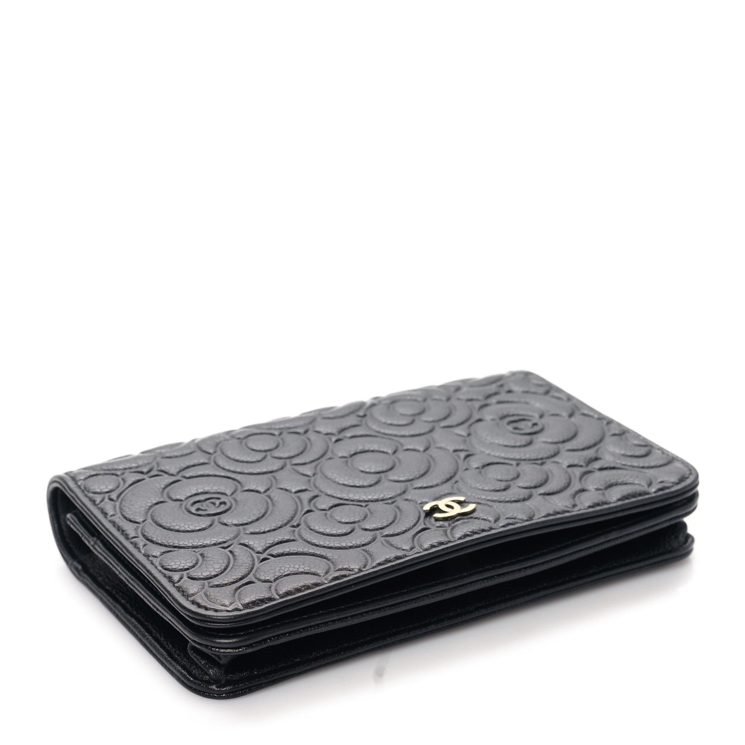 Chanel Caviar Camellia Embossed Wallet On Chain WOC Black 4 of 10