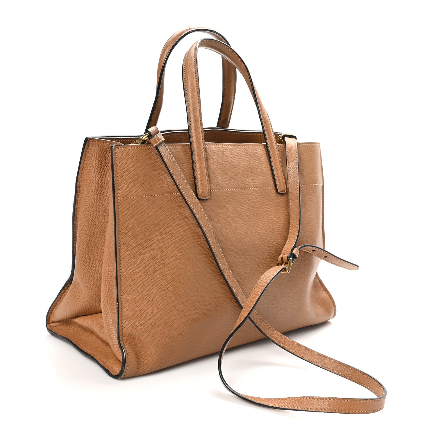 Prada Saffiano Soft Triple Pocket Tote Caramel 2 of 10