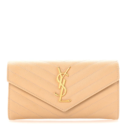 Saint Laurent Grain De Poudre Matelasse Chevron Monogram Flap Wallet Nude Powder 1 of 7
