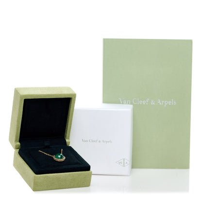 Van Cleef & Arpels 18K Yellow Gold Malachite Perlee Couleurs Pendant Necklace 3 of 7