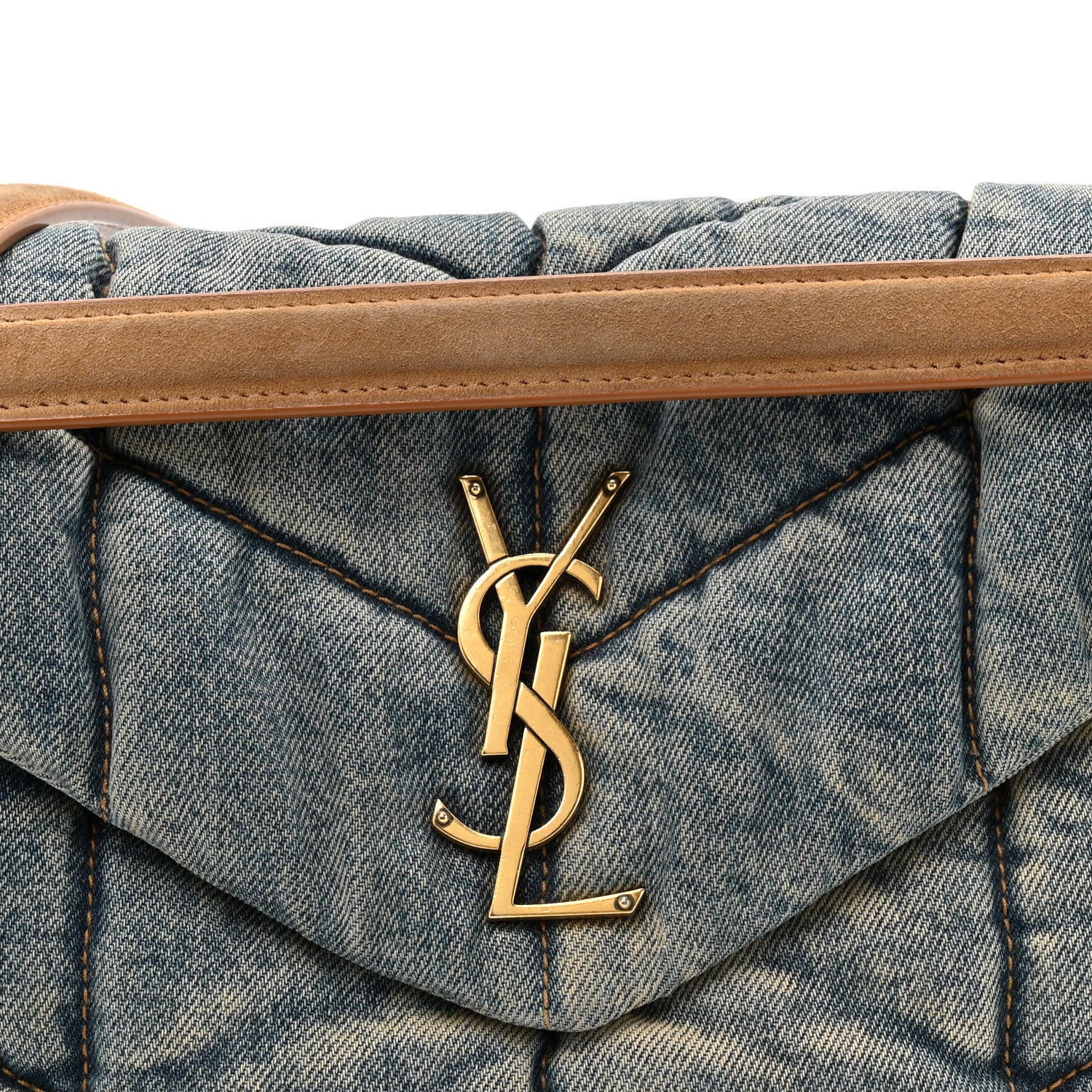 Saint Laurent Denim Quilted Small Loulou Puffer Monogram Chain Satchel Blue Cinnamon 8 of 12