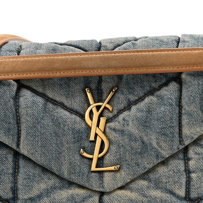 Saint Laurent Denim Quilted Small Loulou Puffer Monogram Chain Satchel Blue Cinnamon 8 of 12