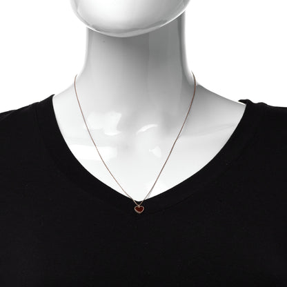 Van Cleef & Arpels 18K Rose Gold Carnelian Sweet Alhambra Heart Pendant Necklace 2 of 6
