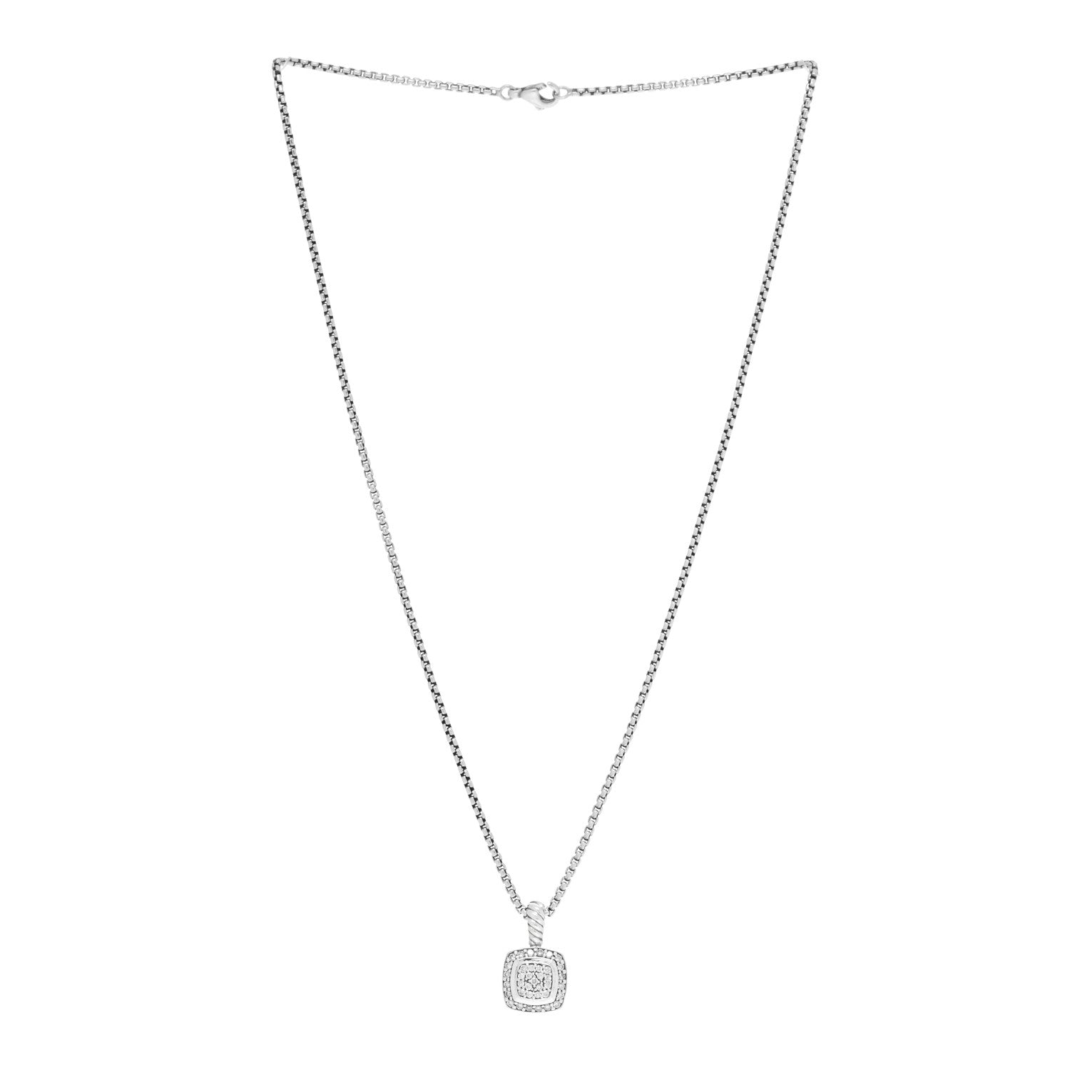 David Yurman Sterling Silver Diamond Pave 7mm Petite Albion Pendant Necklace 2 of 4