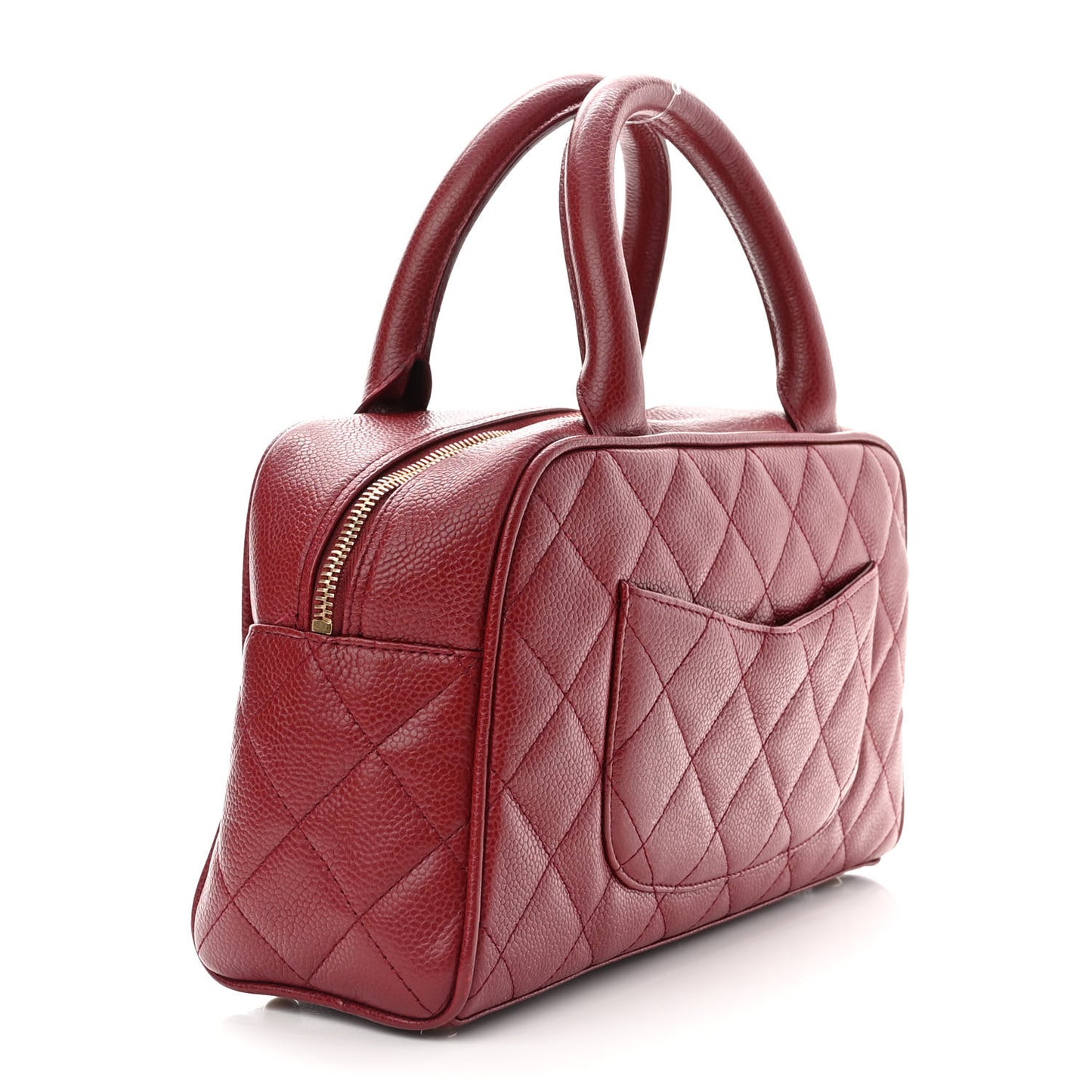 Caviar Quilted Small Bowler Dark Red
