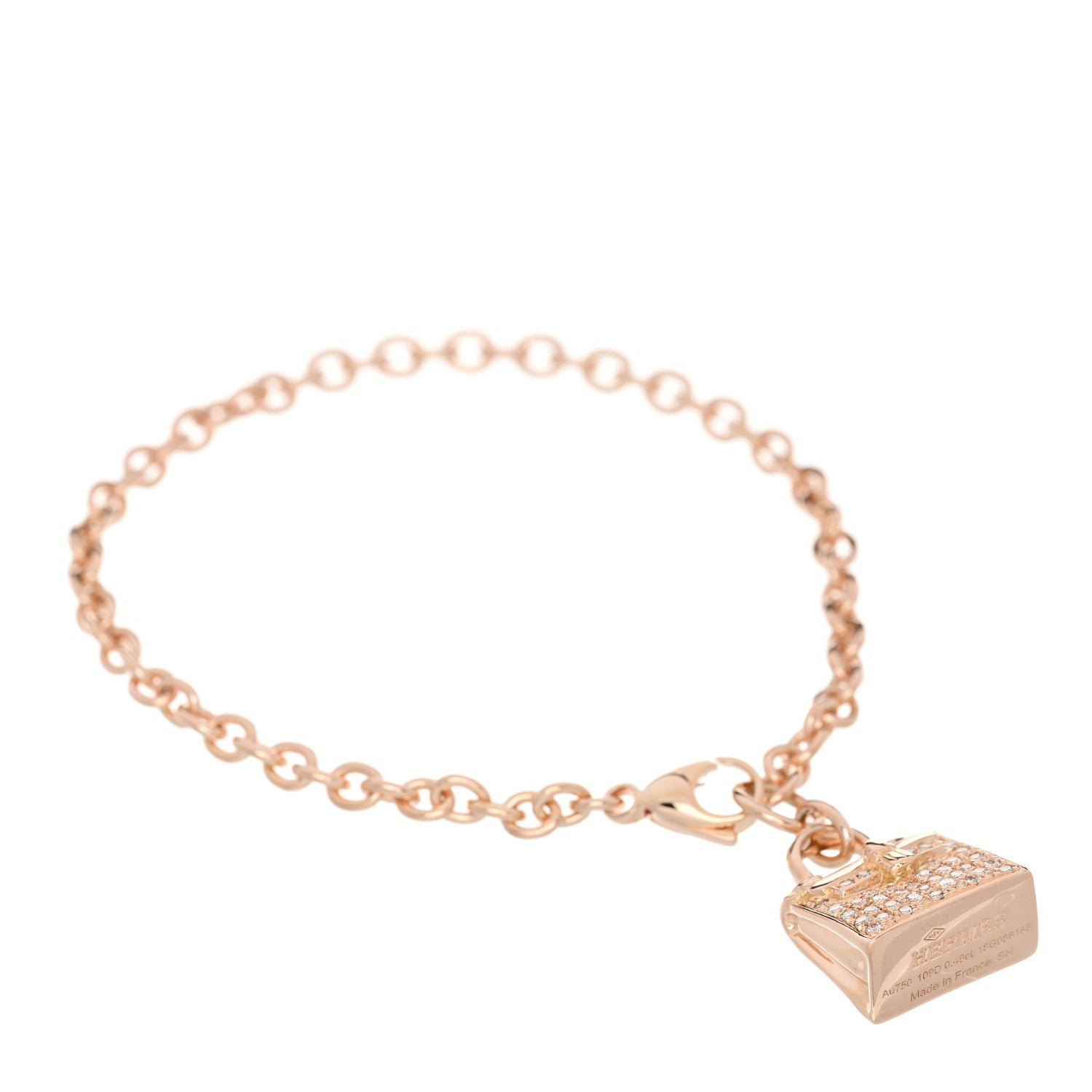 Hermes 18K Rose Gold Diamond Kelly Amulettes Bracelet SH 1 of 4
