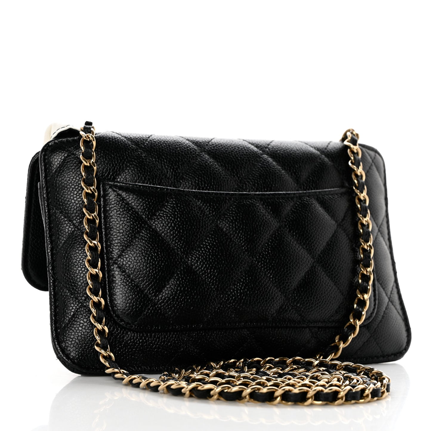 Jersey Fabric Quilted Foldable Tote With Chain Black Multicolor
