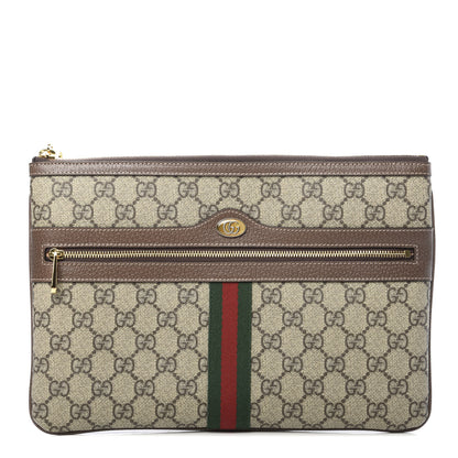 Gucci GG Supreme Monogram Large Ophidia Pouch Clutch Brown 1 of 8