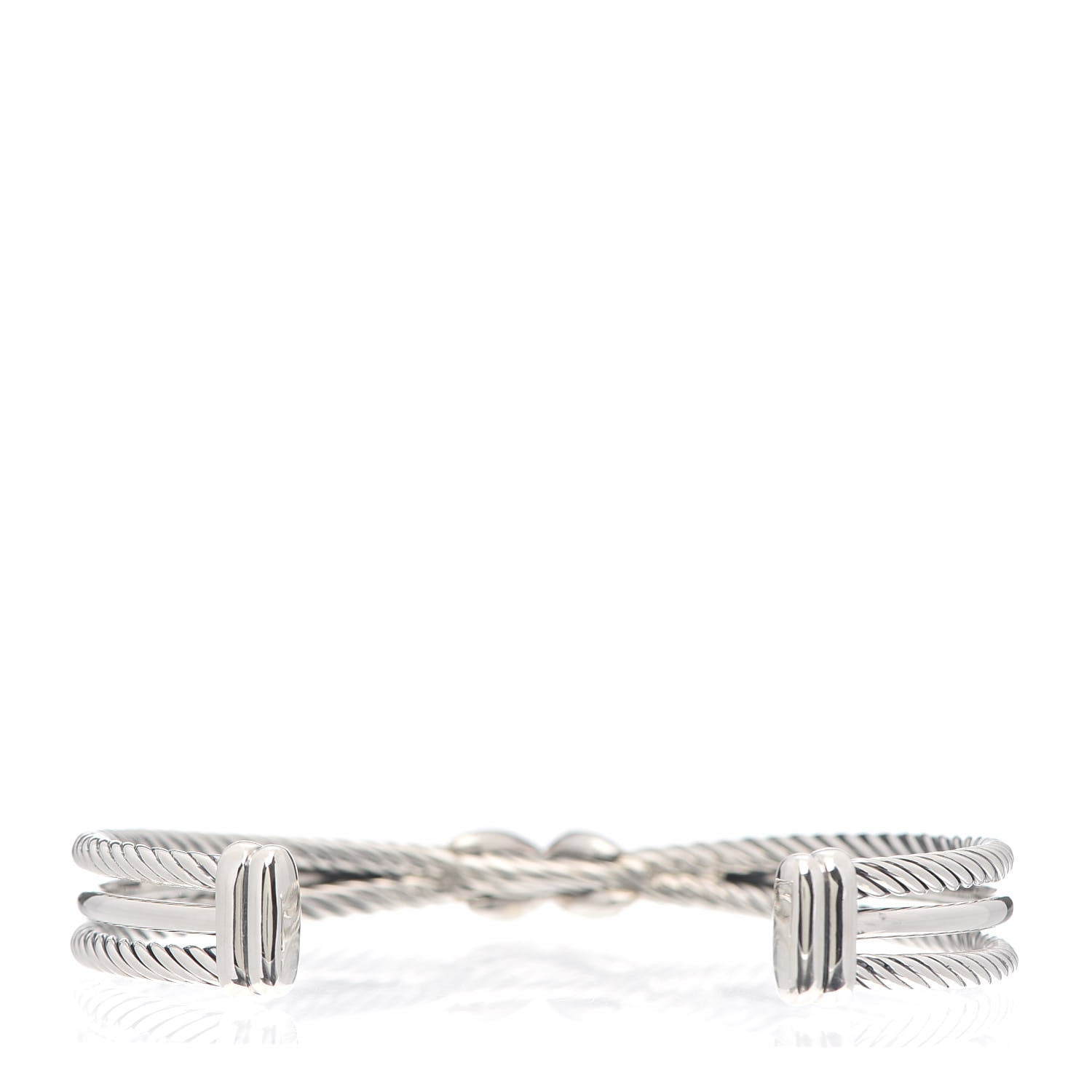 David Yurman Sterling Silver Diamond 7mm Crossover X Bracelet 3 of 4