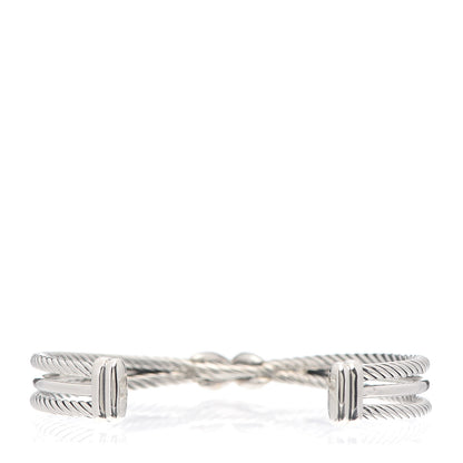 David Yurman Sterling Silver Diamond 7mm Crossover X Bracelet 3 of 4