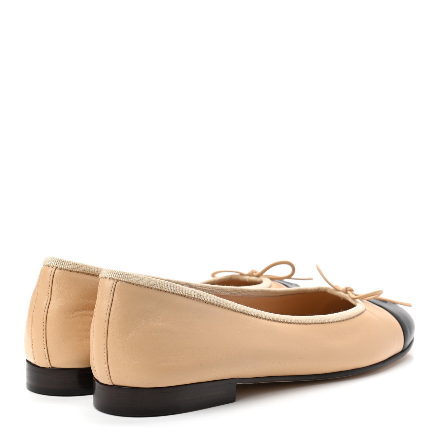 Lambskin Cap Toe CC Ballerina Flats 38.5 Beige Black