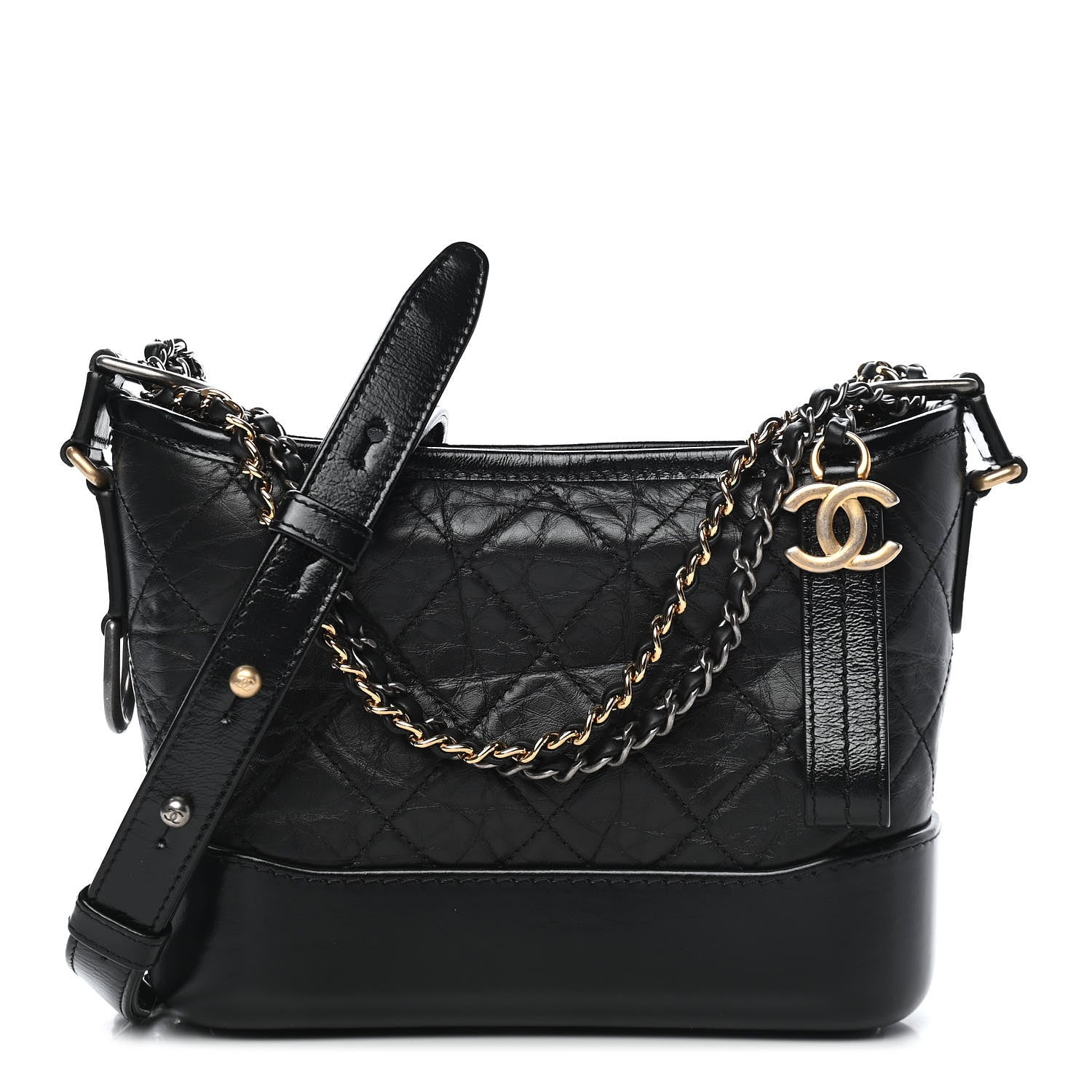 Chanel Aged Calfskin Quilted Small Gabrielle Hobo Black 1 of 9