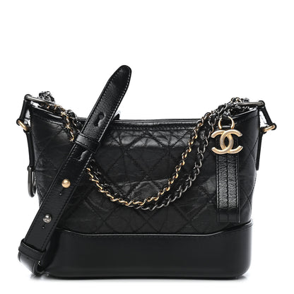 Chanel Aged Calfskin Quilted Small Gabrielle Hobo Black 1 of 9